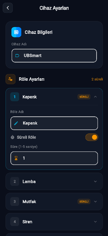 Donanım da yazılım da bize ait — kendi ürettiğimiz 4'lü ve 8'li akıllı röle kartlarımız.